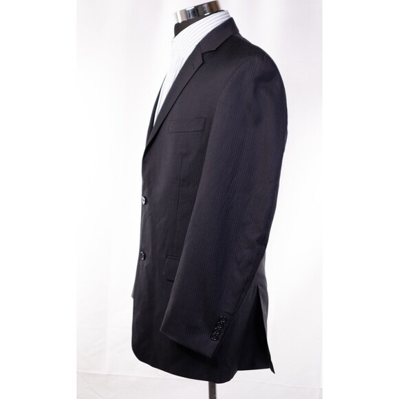JOE JOSEPH ABBOUD Striped 2 button Blazer Black Jacket 100% Wool Sport coat 40L - Picture 4 of 13